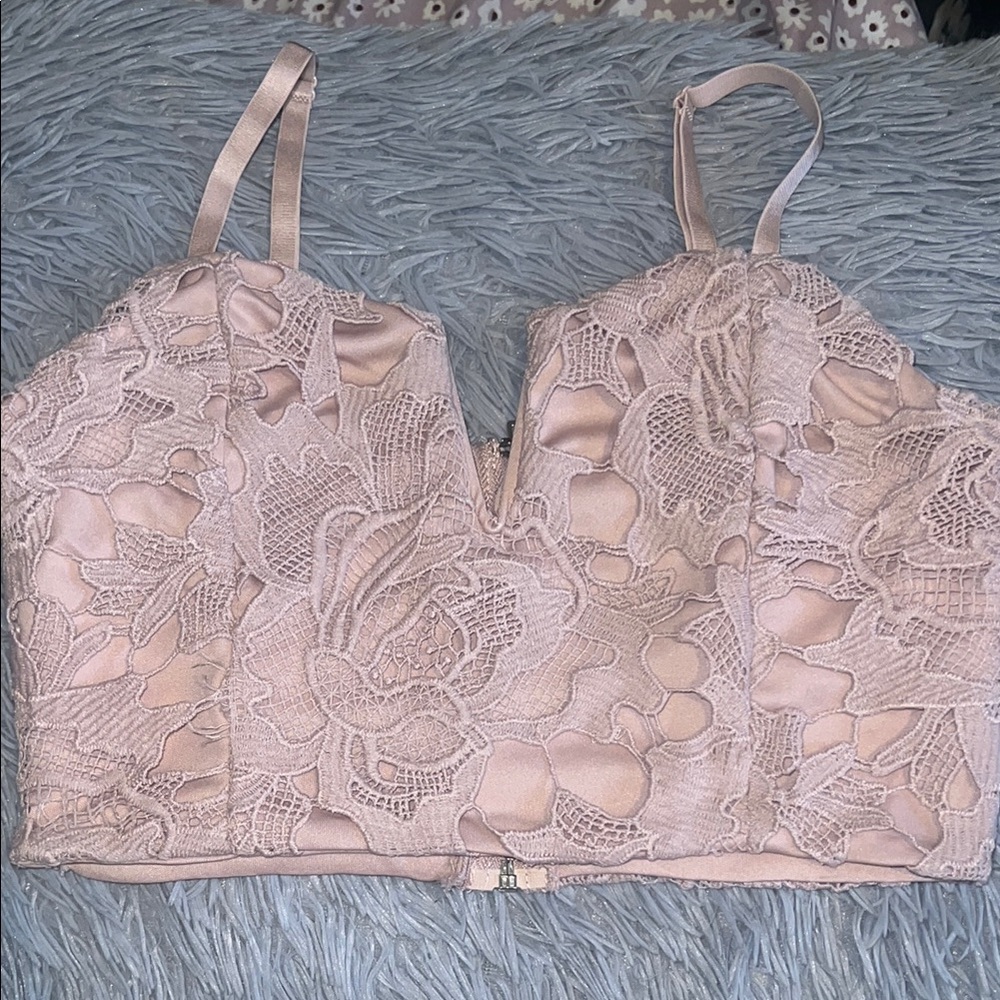 Pink Lace Bustier Top